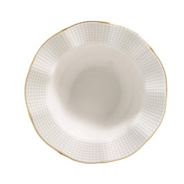 Hermia MLN24Y2694R520 Vajilla de Porcelana 24 Piezas Crema y Dorado Apta para Microondas